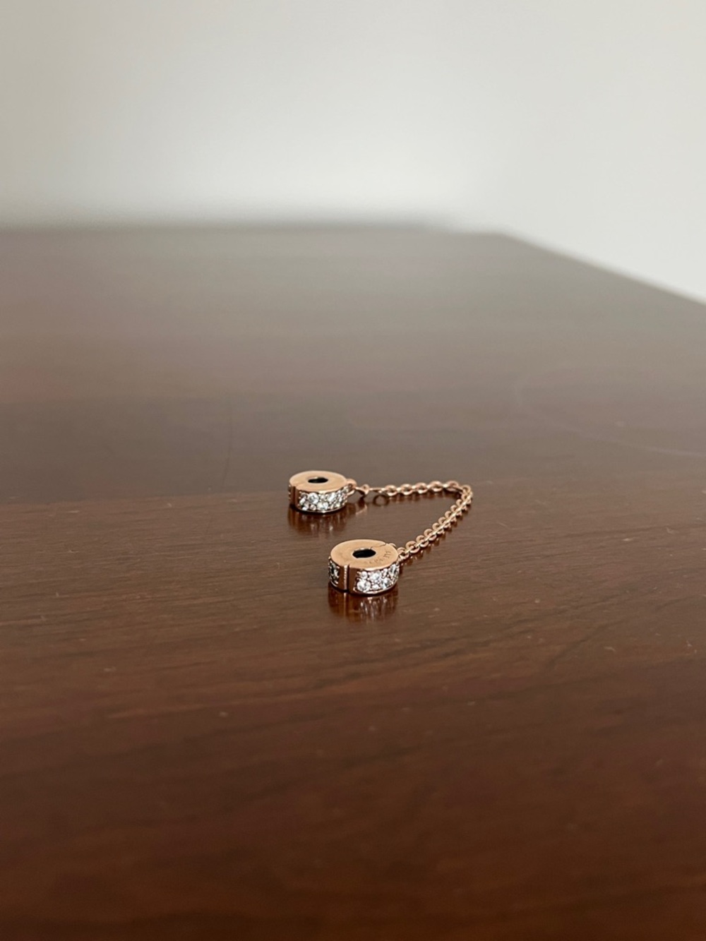 Pandora rose gold pave safety chain charm